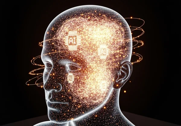 AI analyzing psychological data for subtle patterns.