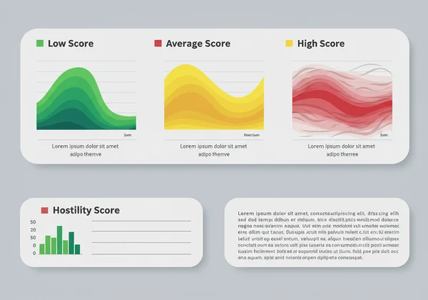 Visual guide to SCL-90 hostility score interpretation.