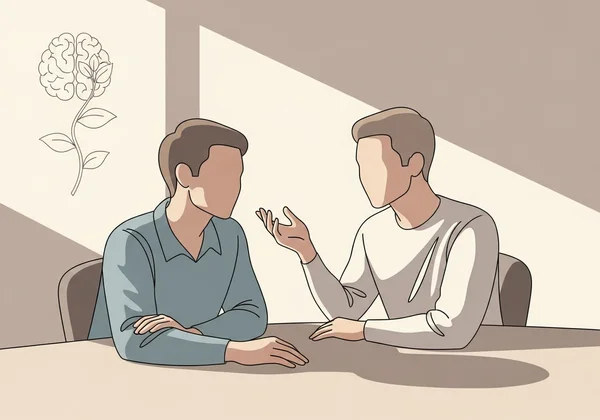 一个人正在与心理健康专业人士交谈以寻求支持