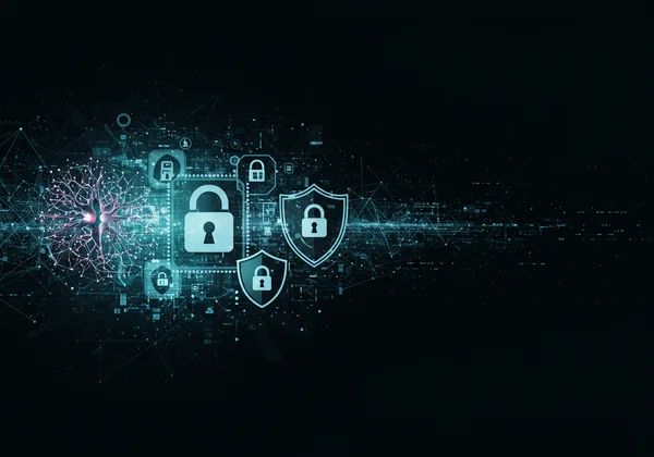 AI、隐私和安全心理健康测试的抽象图像。