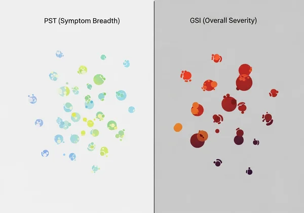 Visualizing symptom count (PST) versus intensity (GSI)