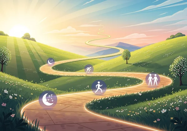 Long-term personal growth journey with supportive elements