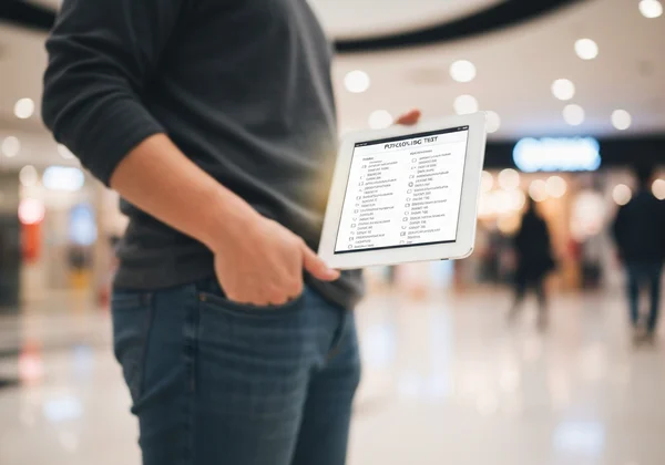 User taking an online mental health test